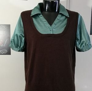 *Apt 9 Blue Brown Blouse Sweater Combo